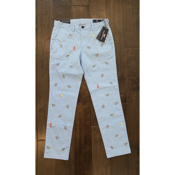 Vineyard Vines Light Blue Chinos with fun Embroidered Accents - Picture 1 of 9